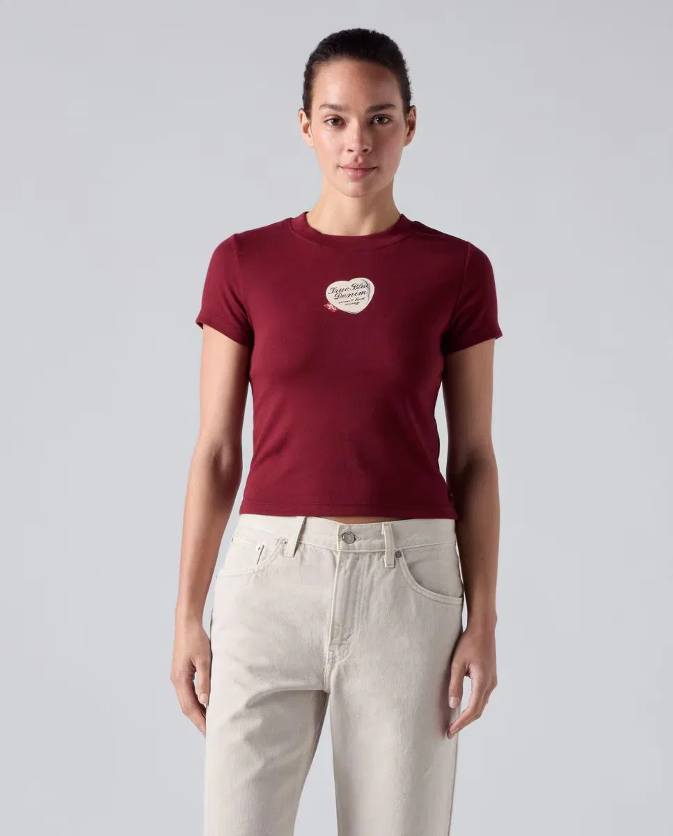 Женская футболка с коротким рукавом, Crop, Levi's, красный гранатовый
