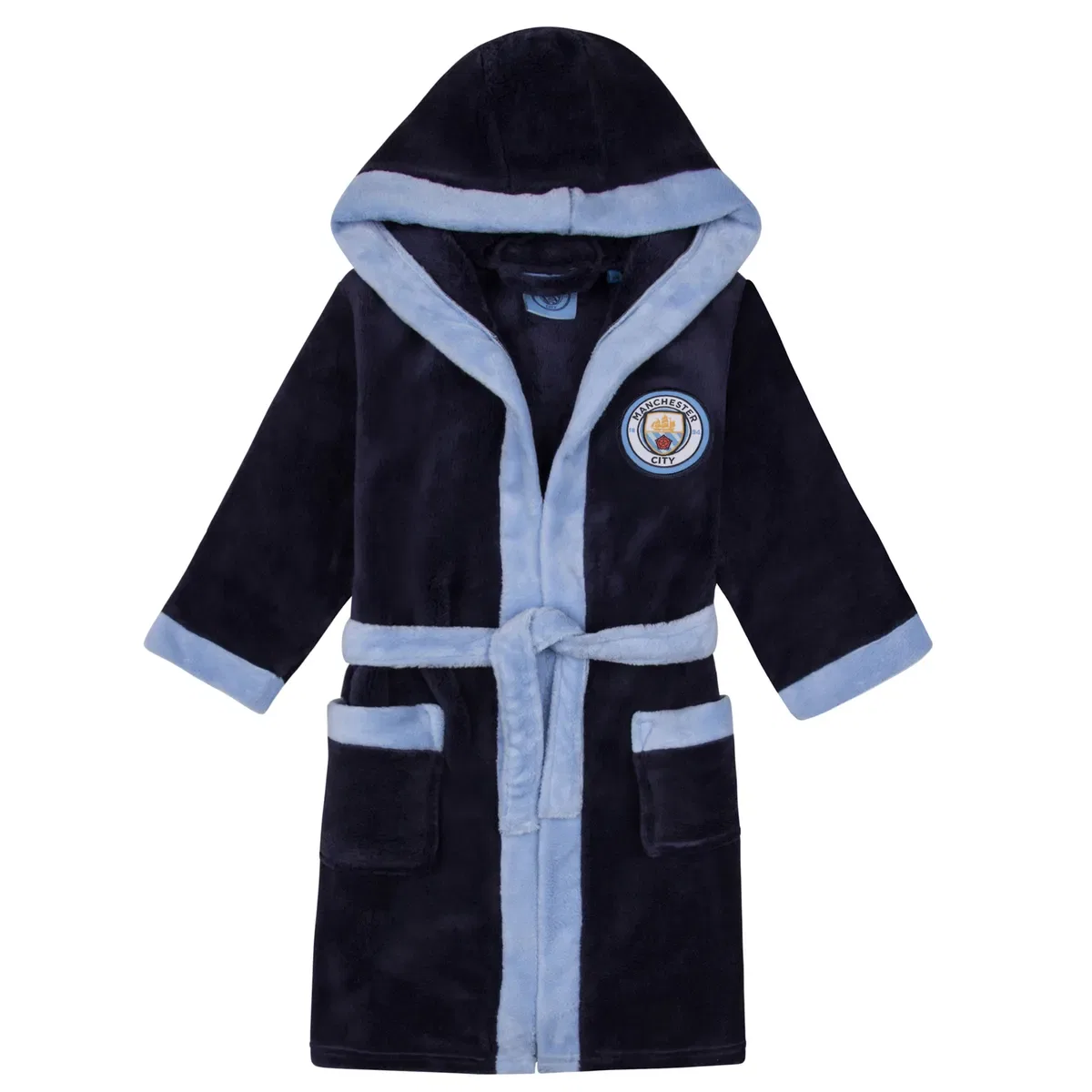 Детский халат из флиса с капюшоном Manchester City Fc, Navy