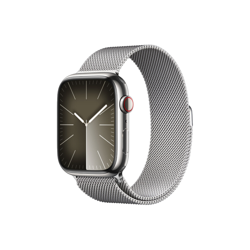 

Умные часы Apple Watch Series 9 (GPS+Cellular), 45 мм, Silver Stainless Steel Case/Silver Milanese Loop, Серебристый, Умные часы Apple Watch Series 9 (GPS+Cellular), 45 мм, Silver Stainless Steel Case/Silver Milanese Loop