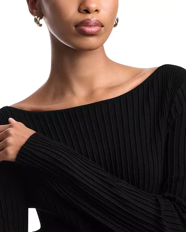 Женское платье с вязаным ребристым узором Emporio Armani, черный — фото 3