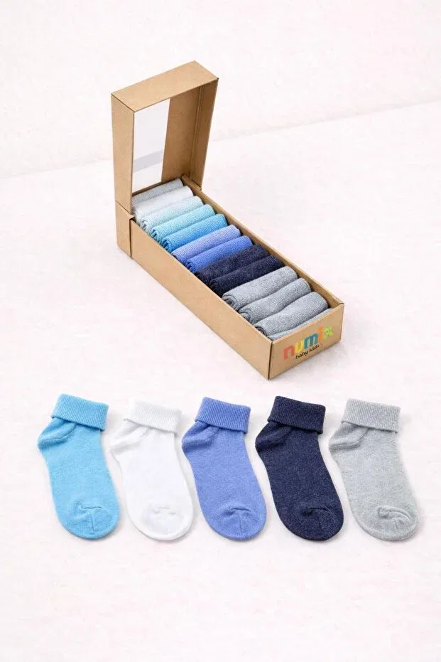 Детские носки хлопковые 5 пар Numix Baby Kids, White, Blue, Turquoise, Black, Gray