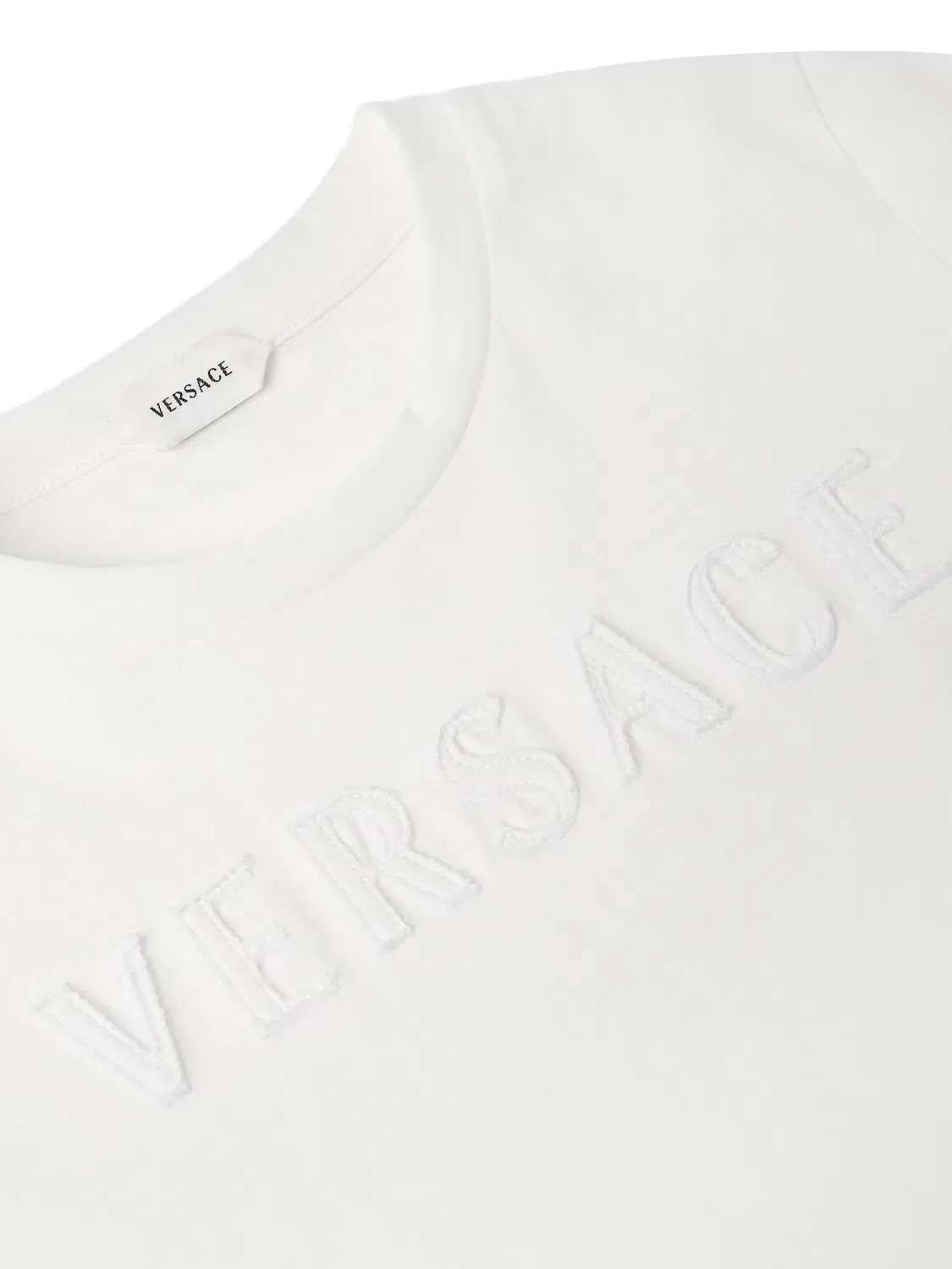 Футболка с вышитым логотипом Versace Kids, белый — фото 3