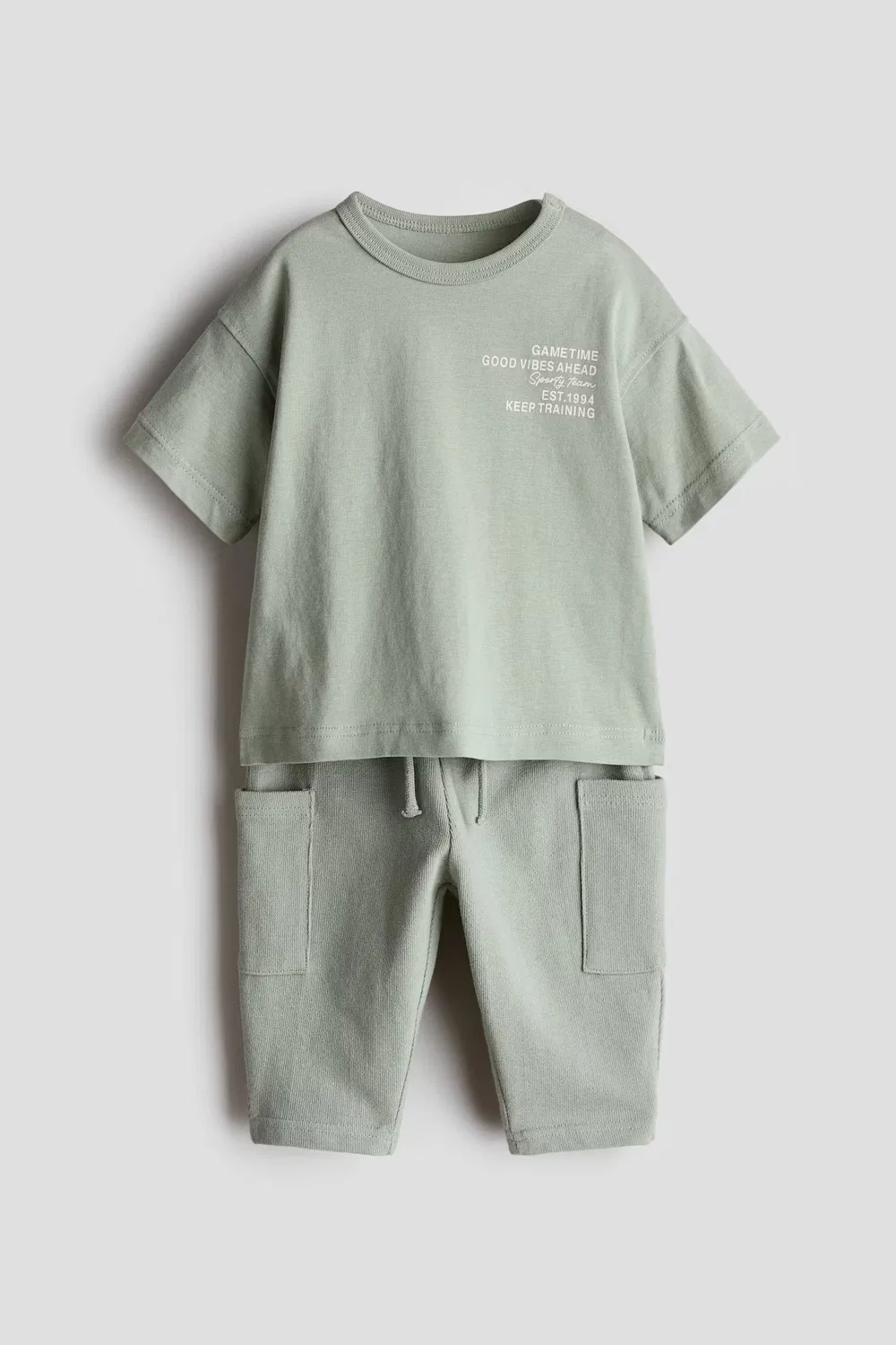 Комплект из двух предметов из хлопка H&M, Helles Khakigrün