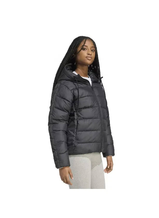 Куртка утепленная с капюшоном Essentials climawarm 3 stripes Adidas, черный — фото 4