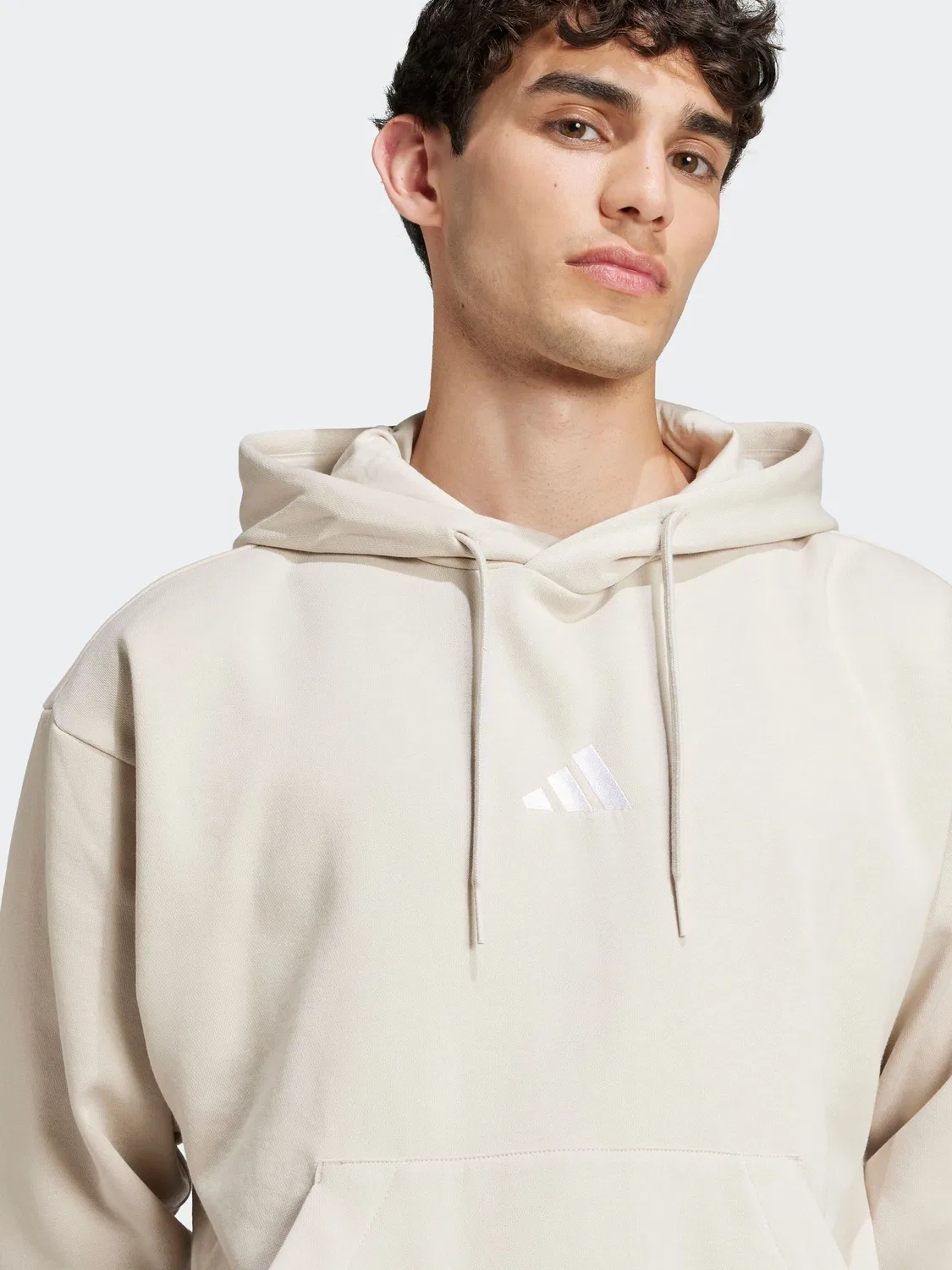 Худи флисовое adidas Essentials Feelcozy, бежевый — фото 4