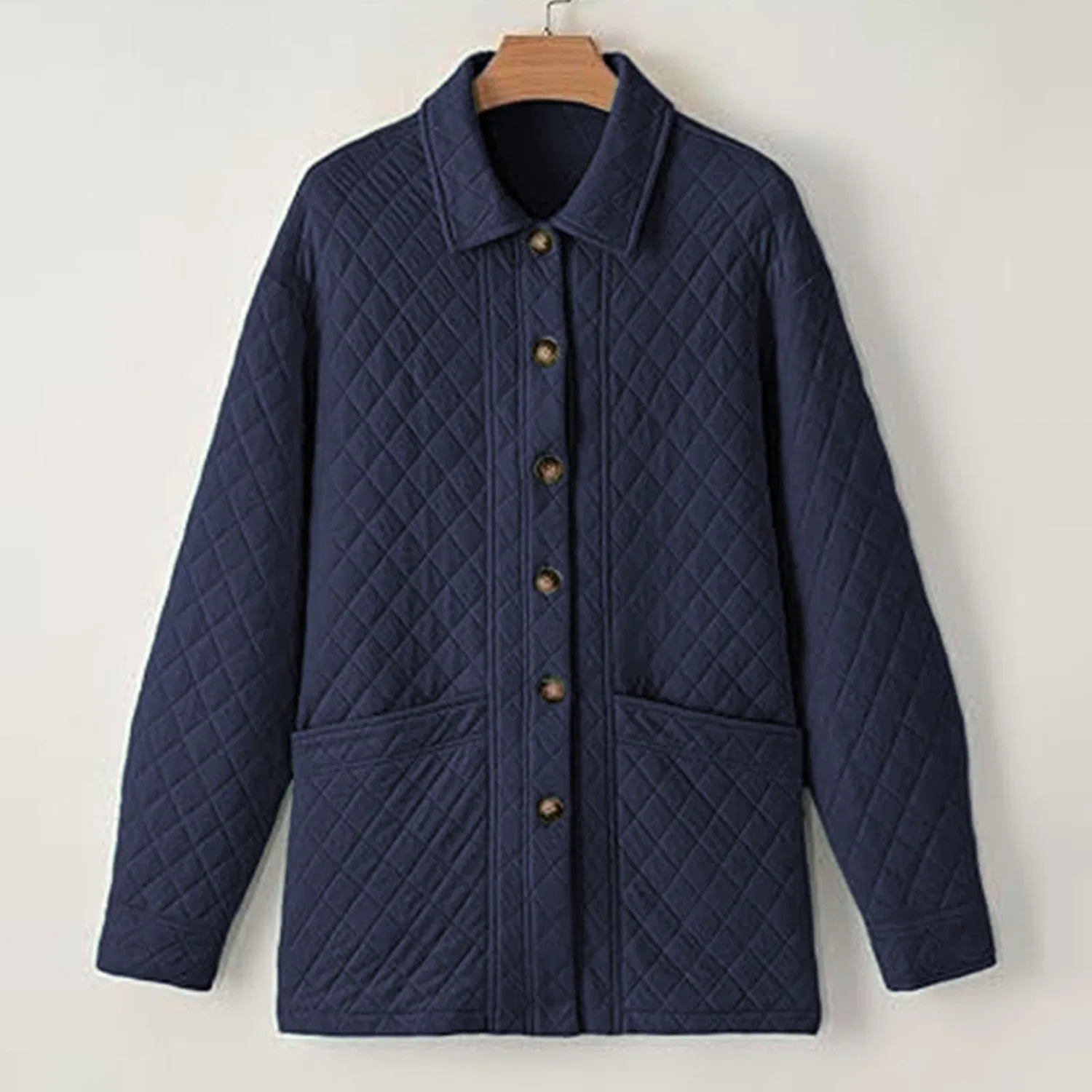 Женская куртка стеганая с длинным рукавом и воротником, Blu navy — фото 3