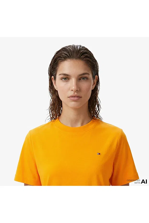 Женская футболка хлопковая Tommy Hilfiger, Orange — фото 4