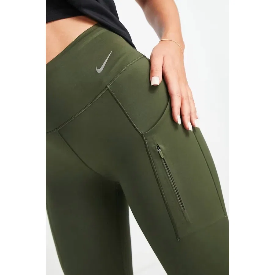 Женские спортивные леггинсы с высокой посадкой и 6 карманами Nike Go Firm Support High Rise Full Length, Хаки — фото 3