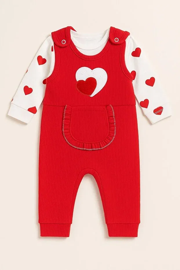 Детский комбинезон для девочек с длинным рукавом Dinamik Çocuk, Red Heart — фото 3