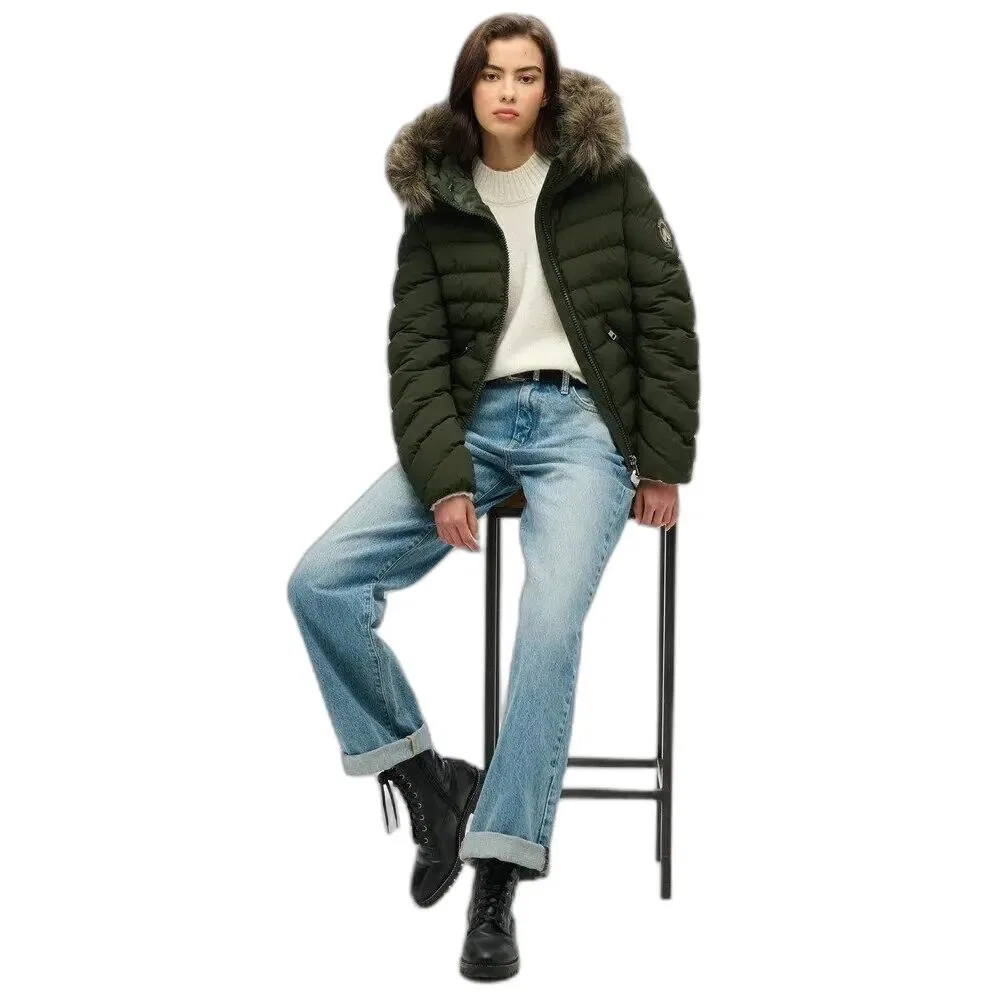 Женская стеганая куртка с капюшоном Fuji Superdry, Зеленый — фото 4