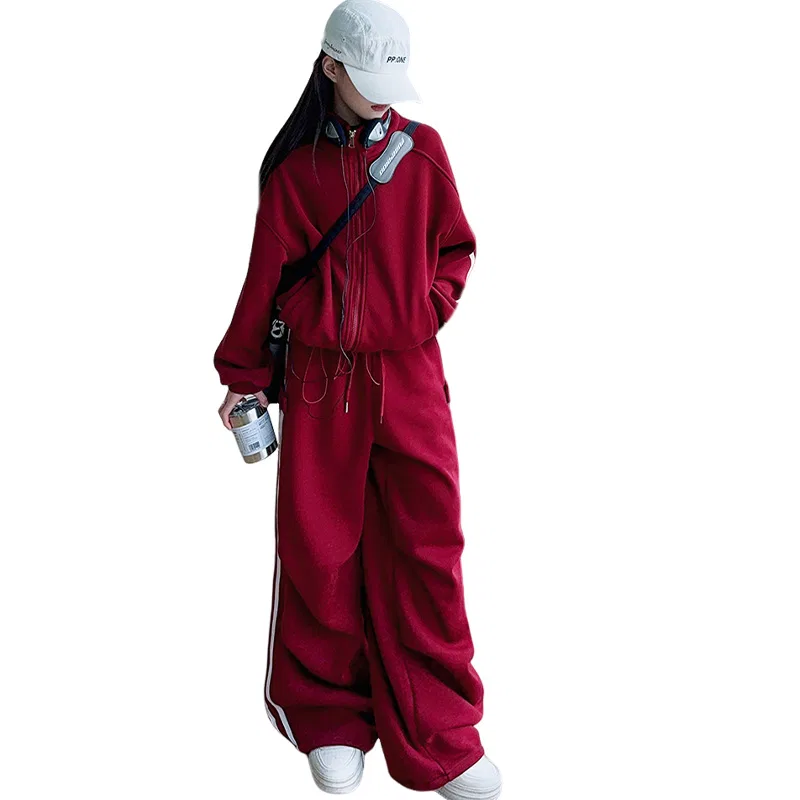 Детский комплект спортивной одежды со стойкой и начесом Lanza, Red