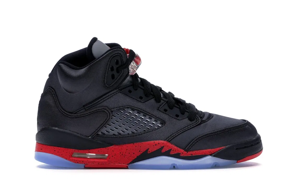 Детские кроссовки с сатиновым верхом Jordan 5 Retro, Black/University Red