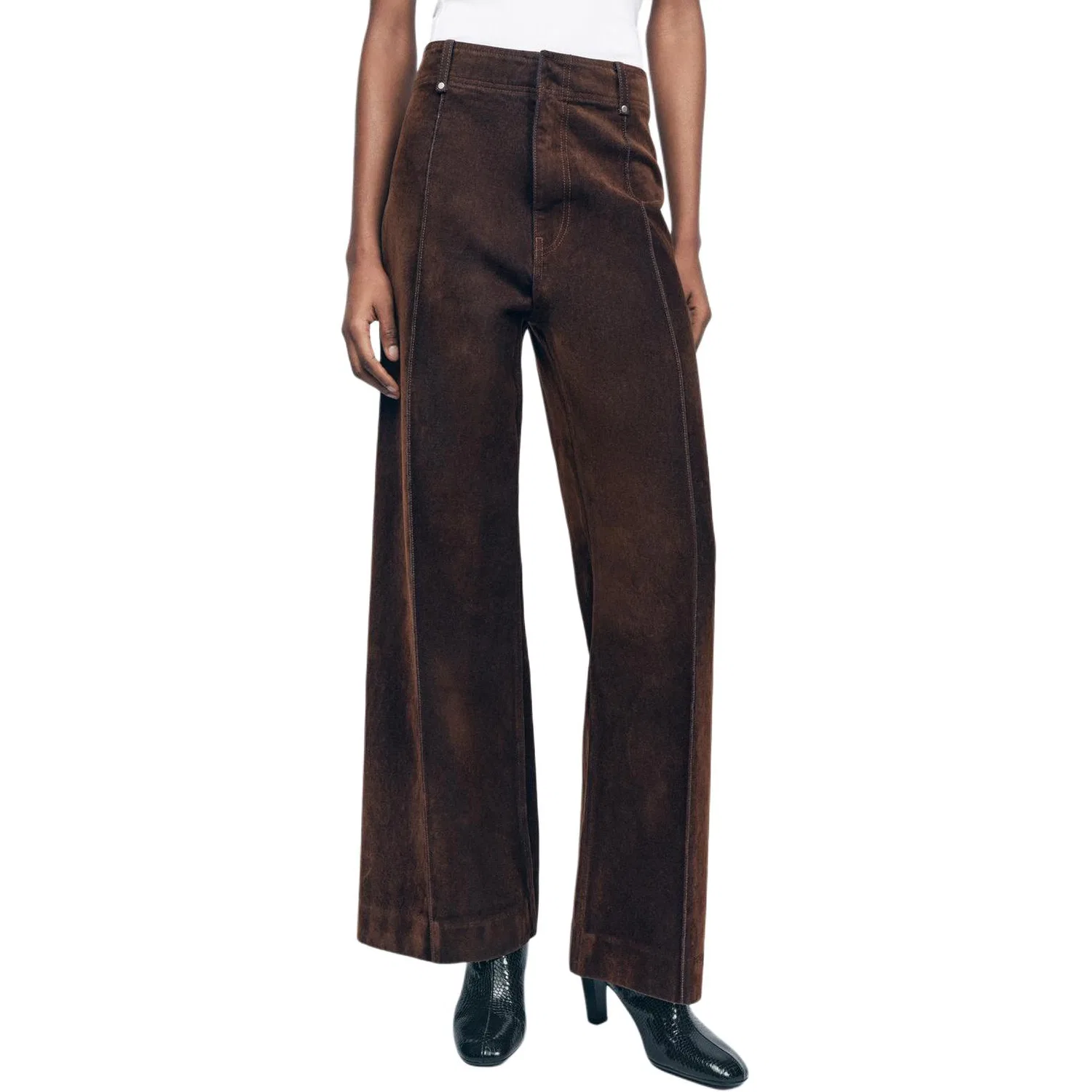 Женские джинсы свободного кроя Brown ZARA, Brown — фото 4