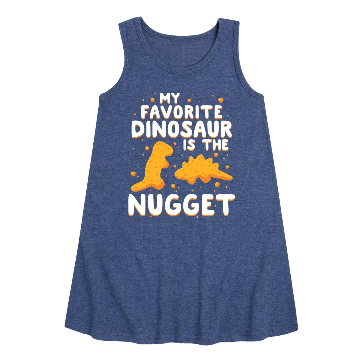 Детское платье-трапеция без рукавов My Favorite Dinosaur is the Nugget Instant Message, Heather Navy