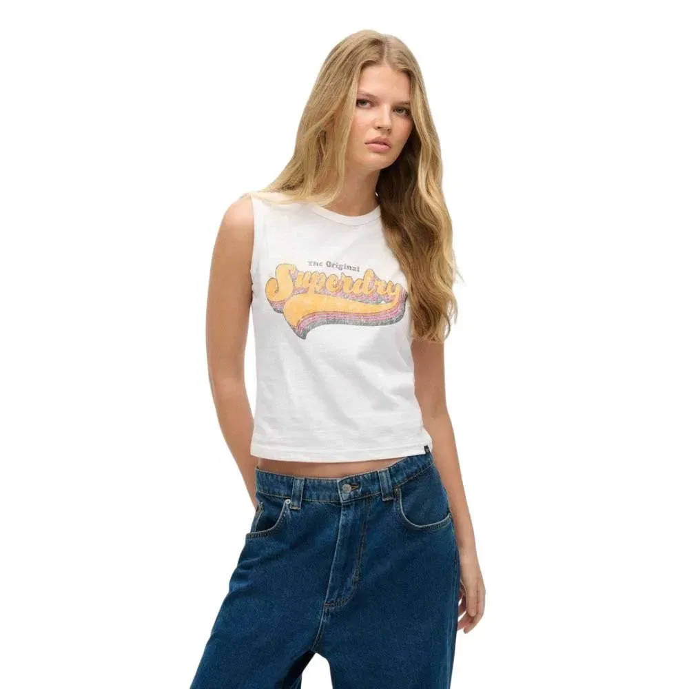 Футболка без рукавов Vintage Rainbow Superdry, белый