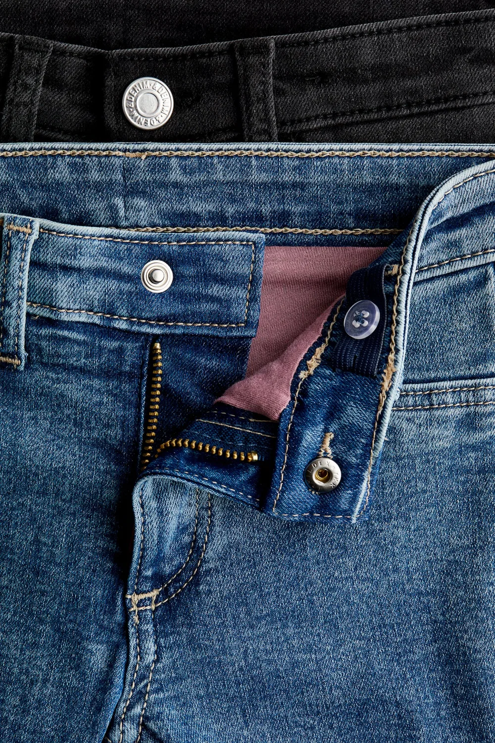 Узкие джинсы на подкладке H&M, Denimblau/Denimschwarz — фото 2