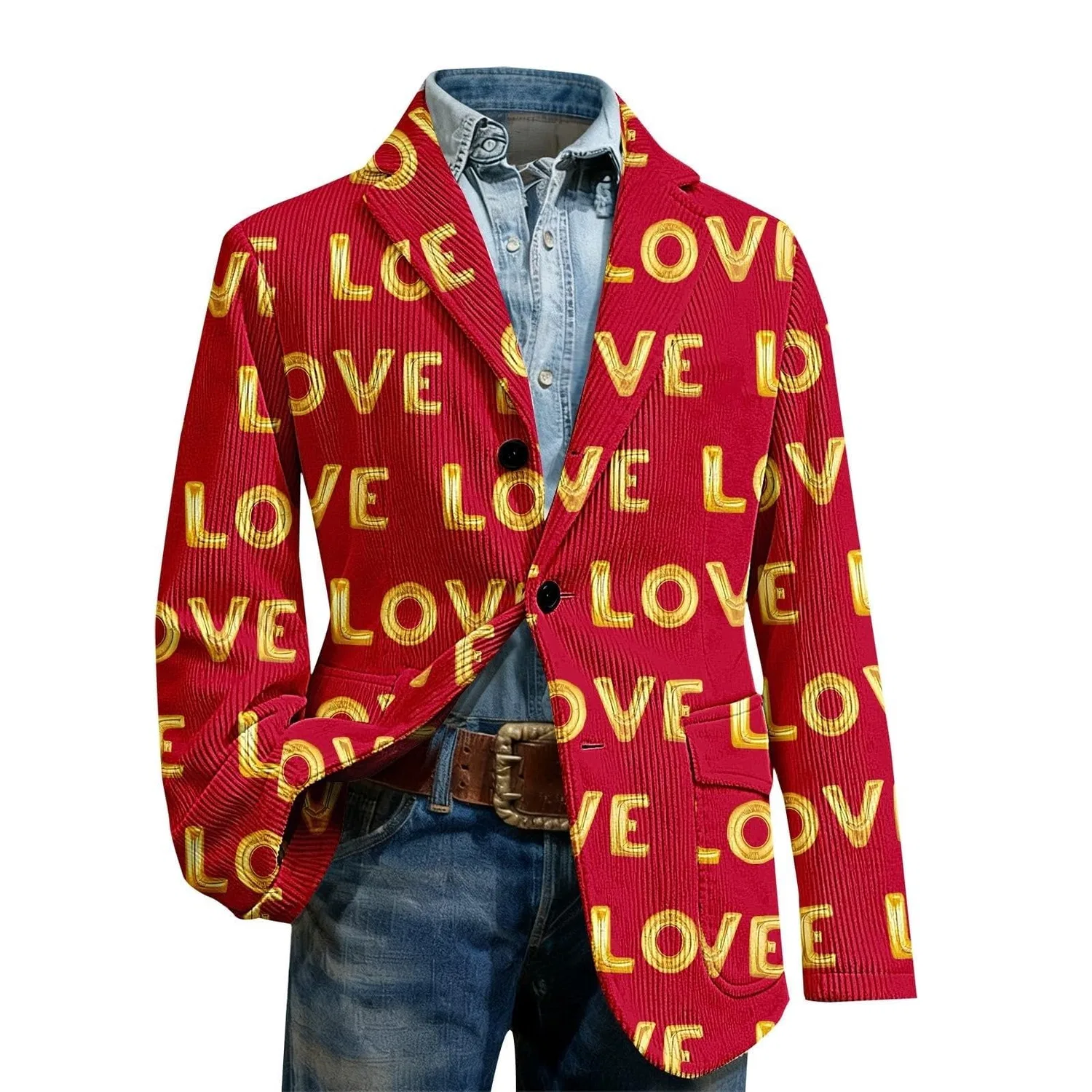 Женская куртка из вельвета с принтом Heart Print, 03 rosso
