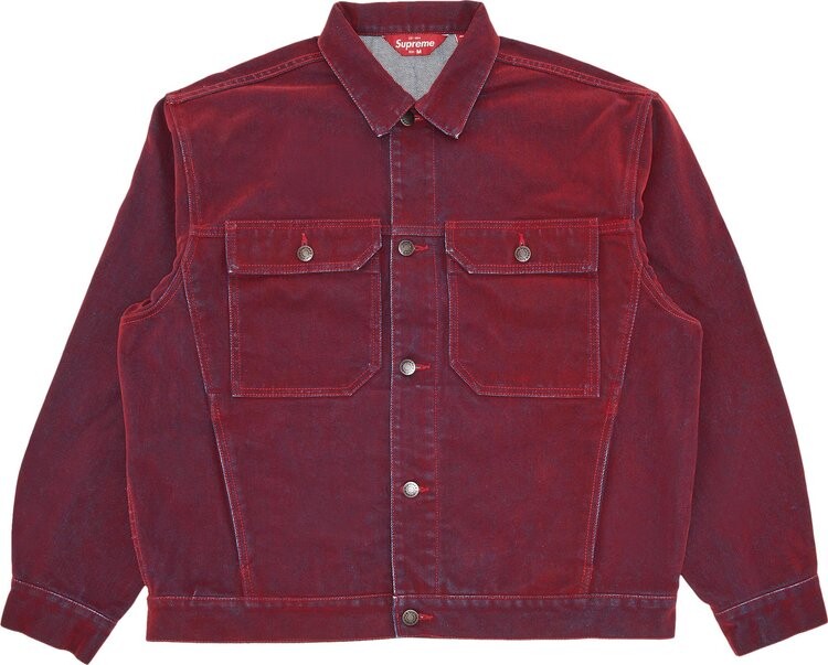 

Куртка Supreme Flocked Denim Trucker Jacket 'Red', красный