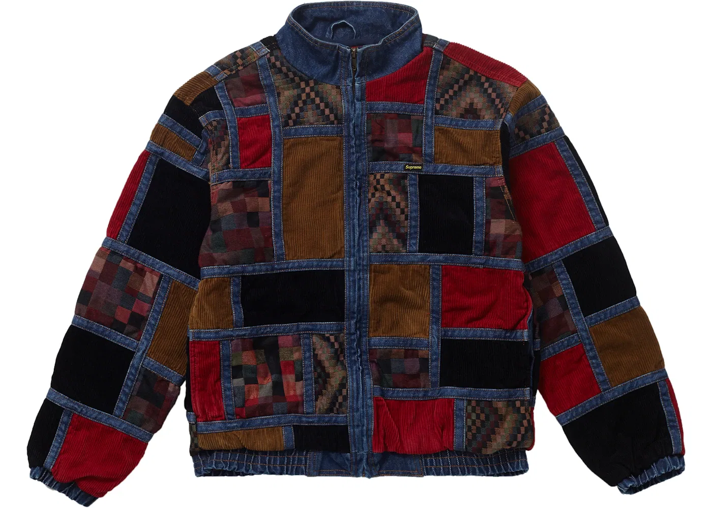 Мужская куртка из денима с заплатками Supreme Corduroy Patchwork Denim Jacket, Washed Blue
