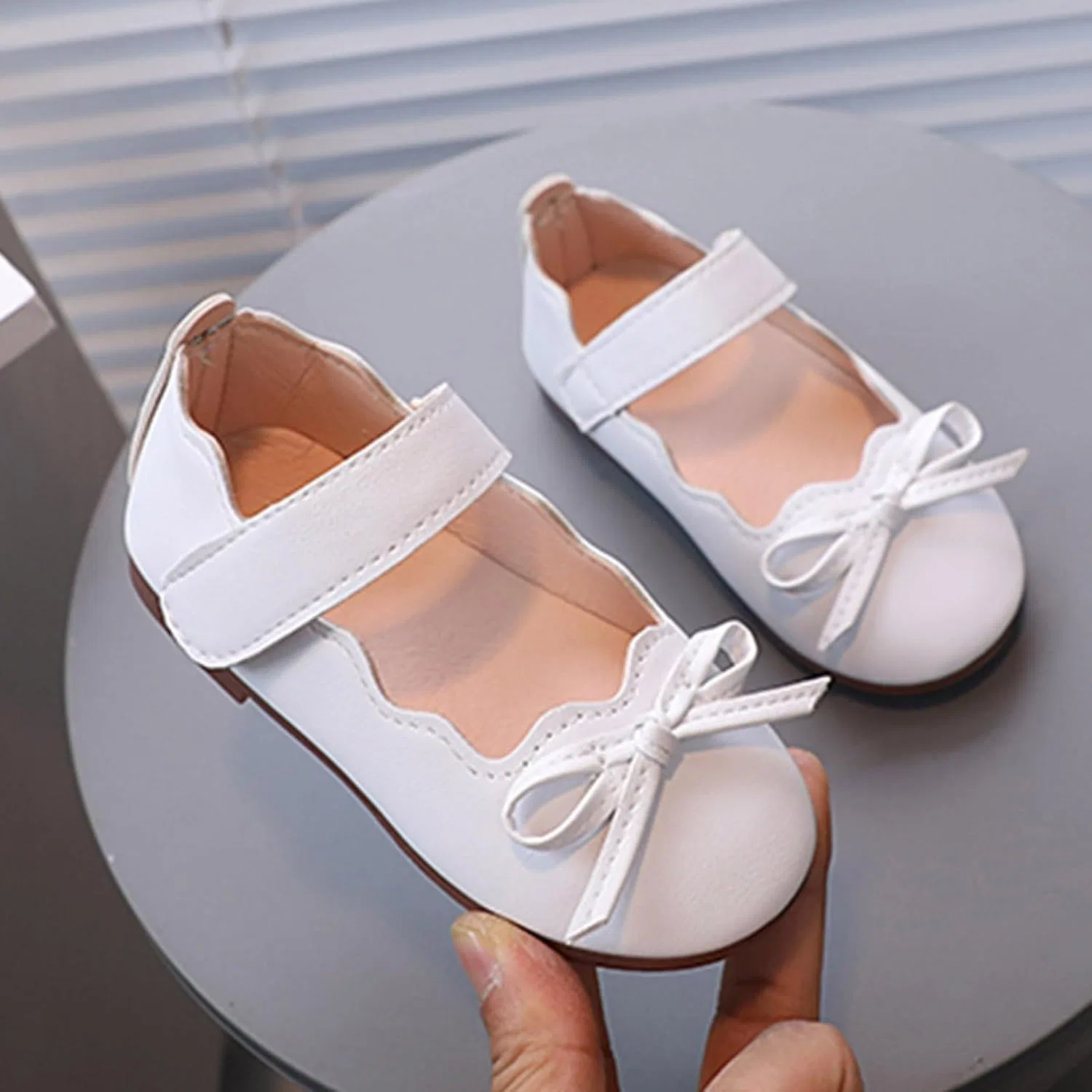 Детские туфли для девочек с бантом, мягкая подошва, модель Bow Knot Shoes, White — фото 2