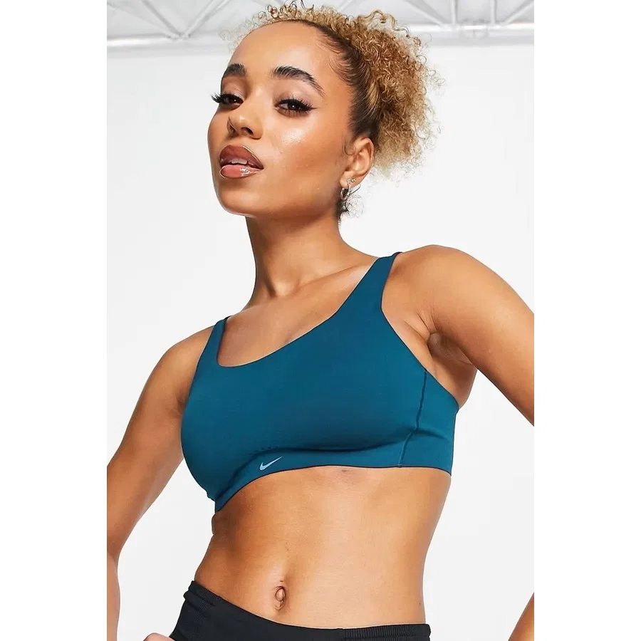 Спортивный бюстгальтер с принтом Nike Dri-FIT Alate Minimalist, Синий