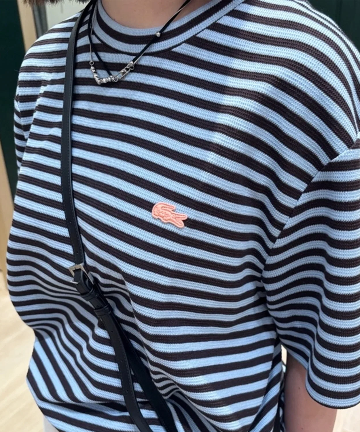 Мужская футболка с длинным рукавом в полоску LACOSTE, Orange — фото 3