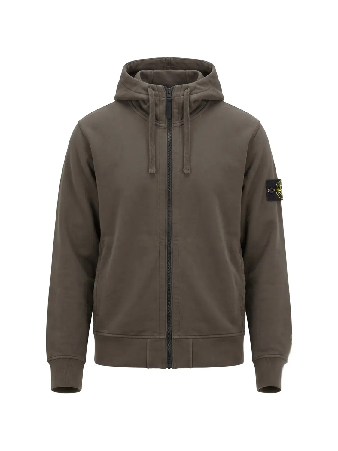 Толстовка из органического хлопка с капюшоном и карманами Stone Island, серый