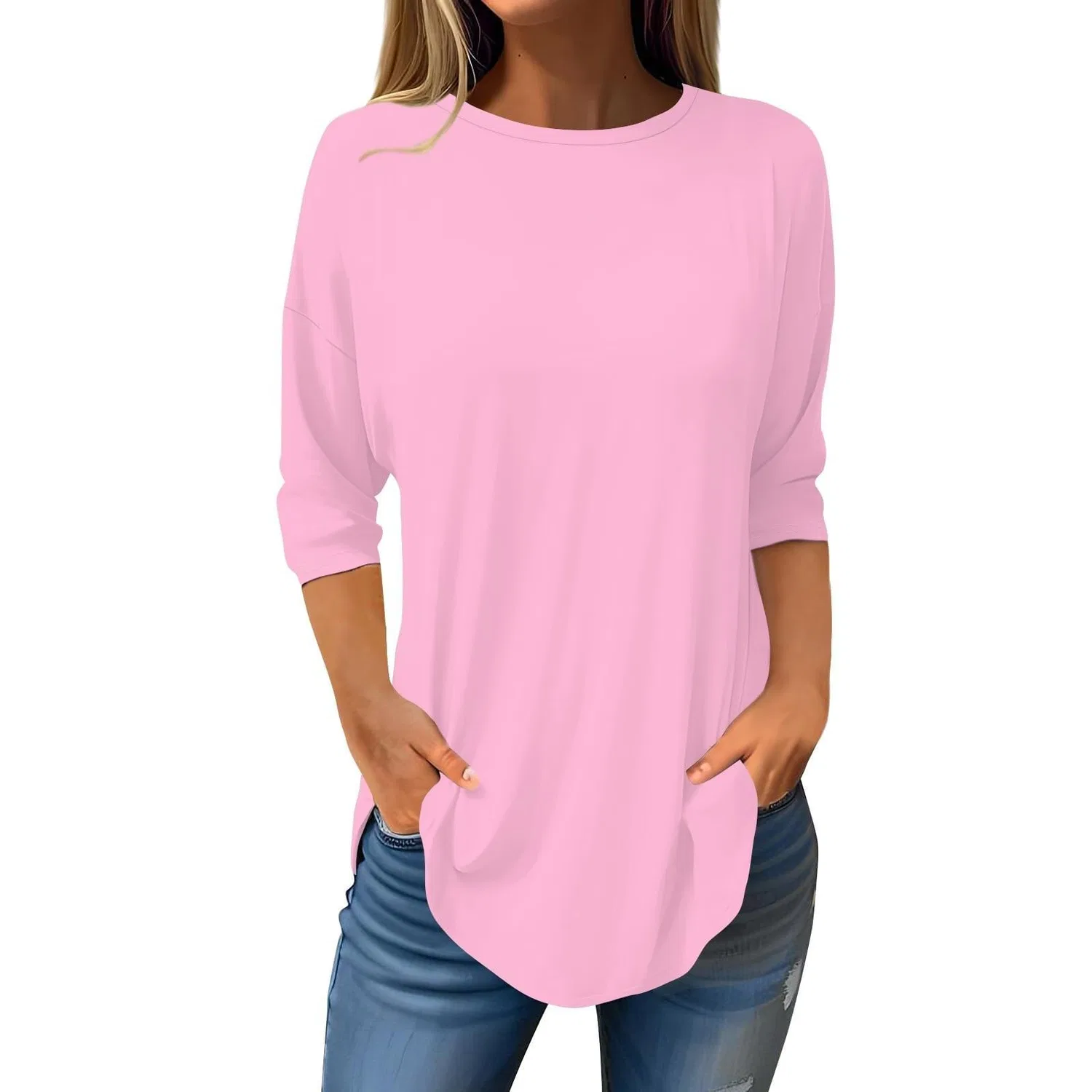 Женская футболка с длинным рукавом, черная, свободного кроя, Colour: Pink — фото 4