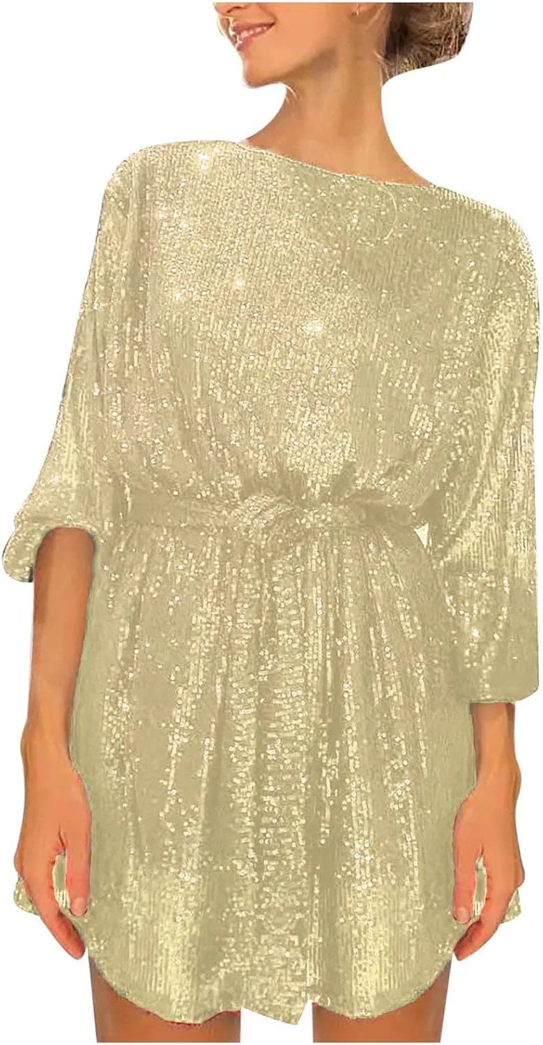 Женское платье с блестками Sparkly Glitter Dress, золотистый