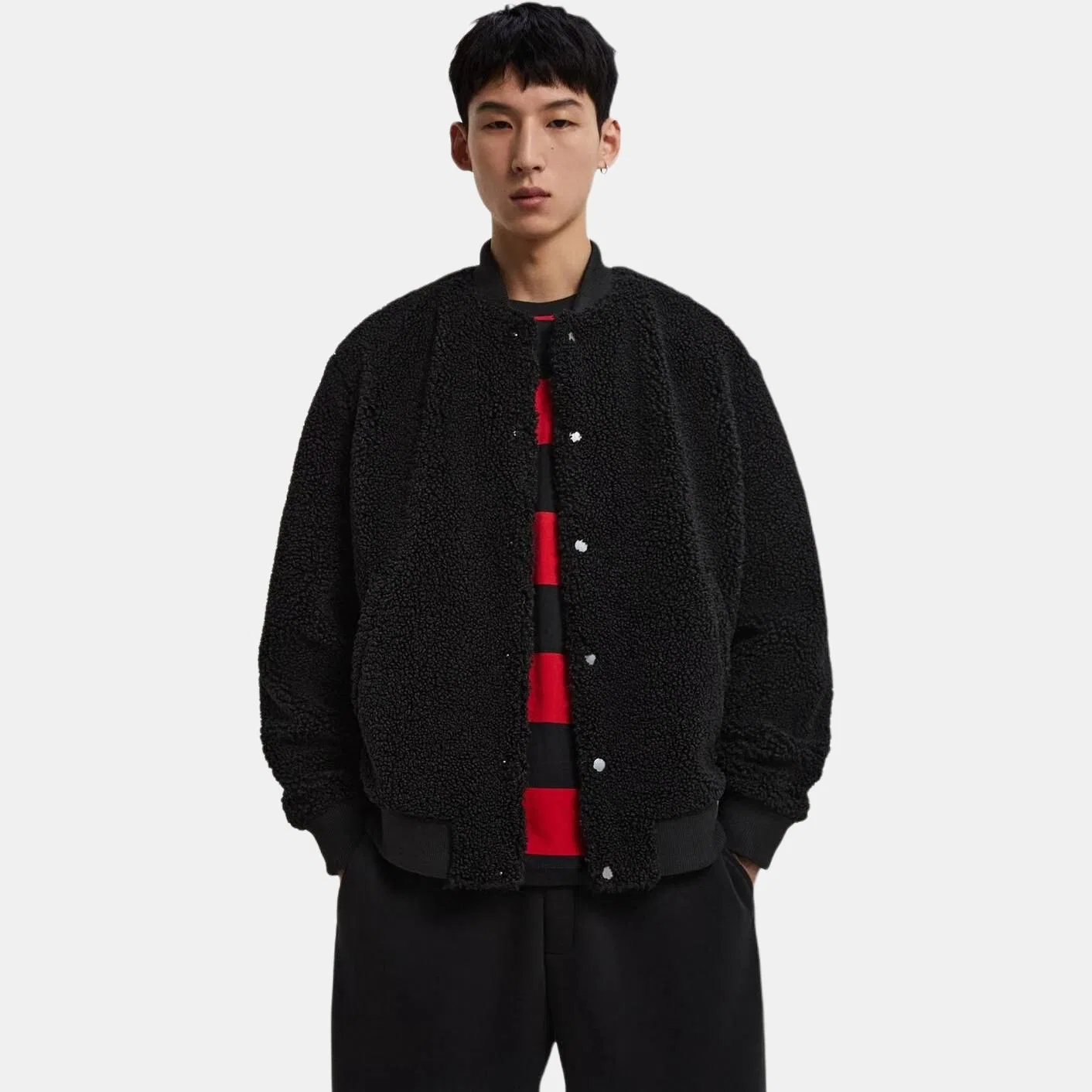 Мужская куртка с воротником-стойкой и флисовой подкладкой Pilot, ZARA, Black — фото 4