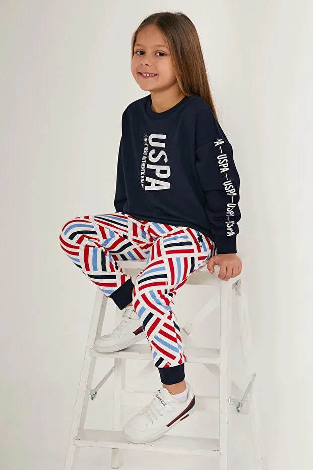 Детский спортивный костюм для девочек с принтом U.S. Polo Assn., Navy Blue — фото 2