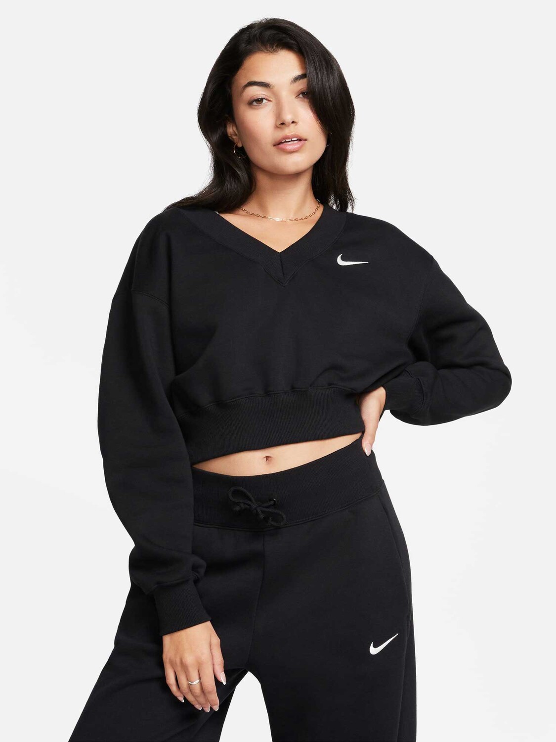 

Блуза Nike W NSW PHNX FLC CROP VNECK, черный