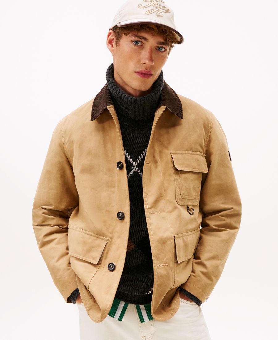 

Мужская куртка-бомбер с вощеным воротником и острым носком Tommy Hilfiger, Safari Canvas