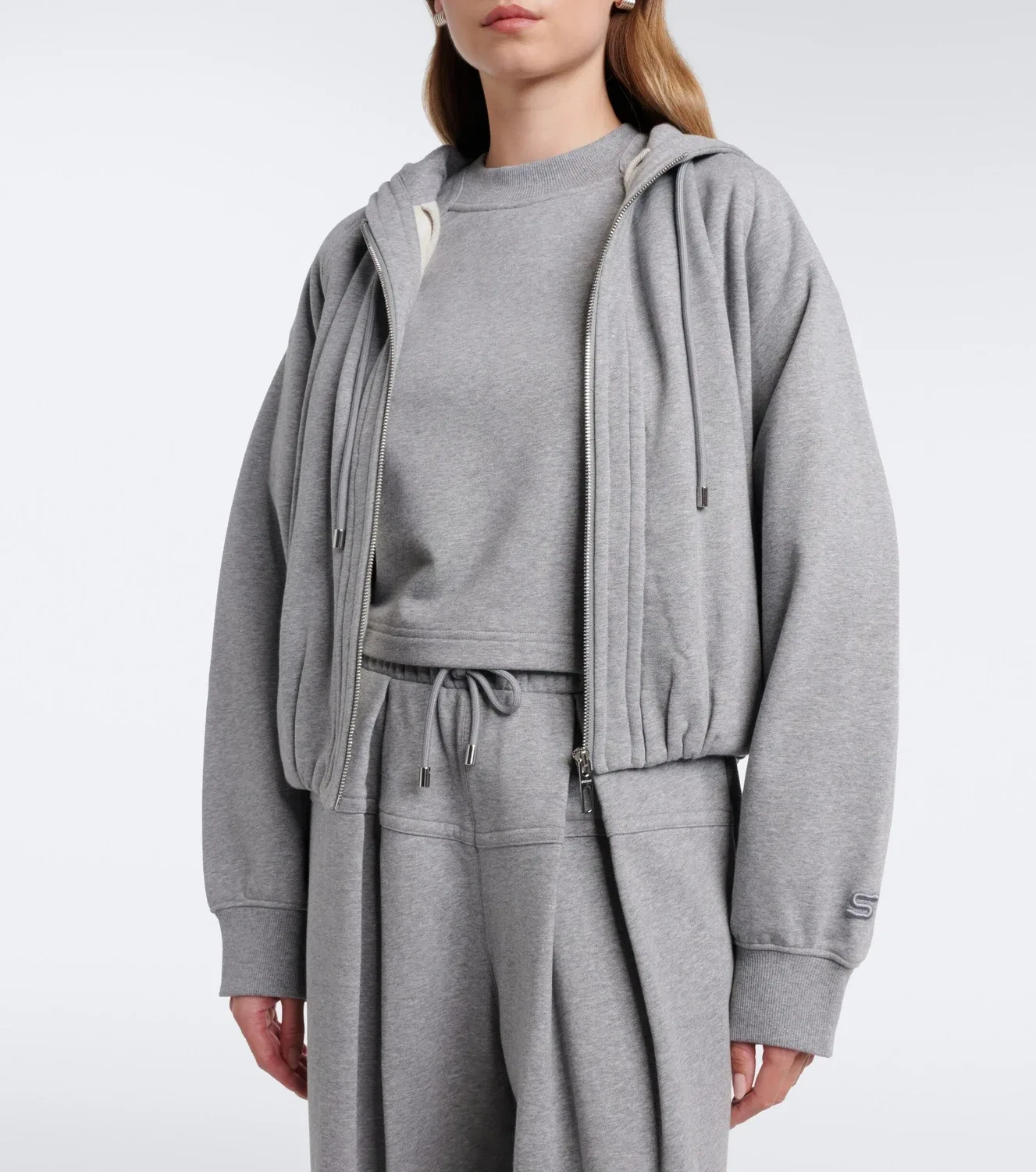 Худи из хлопковой смеси джерси SPORTMAX, серый — фото 2