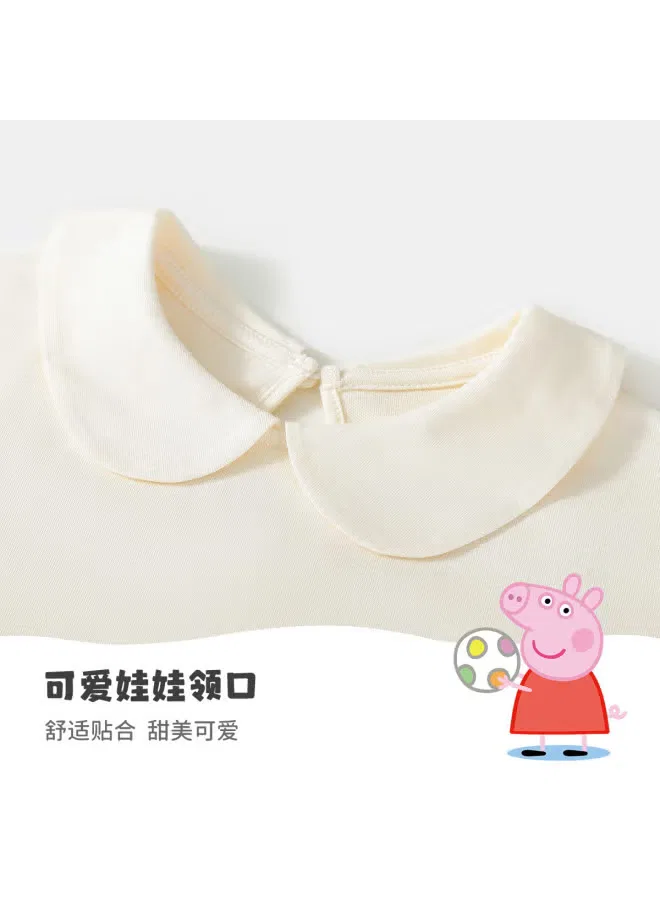 Комплект летний тонкий с мультяшным принтом Peppa Pig, белый с зеленым — фото 4