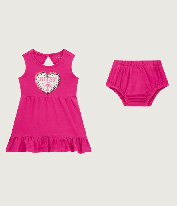 Детское платье для девочек с длинным рукавом Vestito + slip Guess, Fuxia
