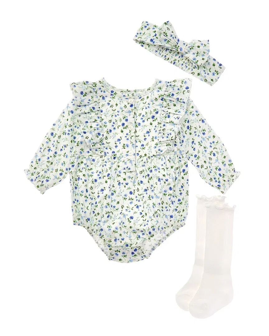 Детский комплект для девочек с оборками синий Floral Little Me, синий