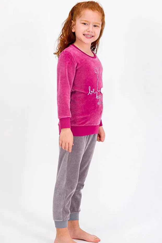 Детский комплект из велюра для девочек Rolypoly happy everyday, Fuchsia Roly Poly — фото 3