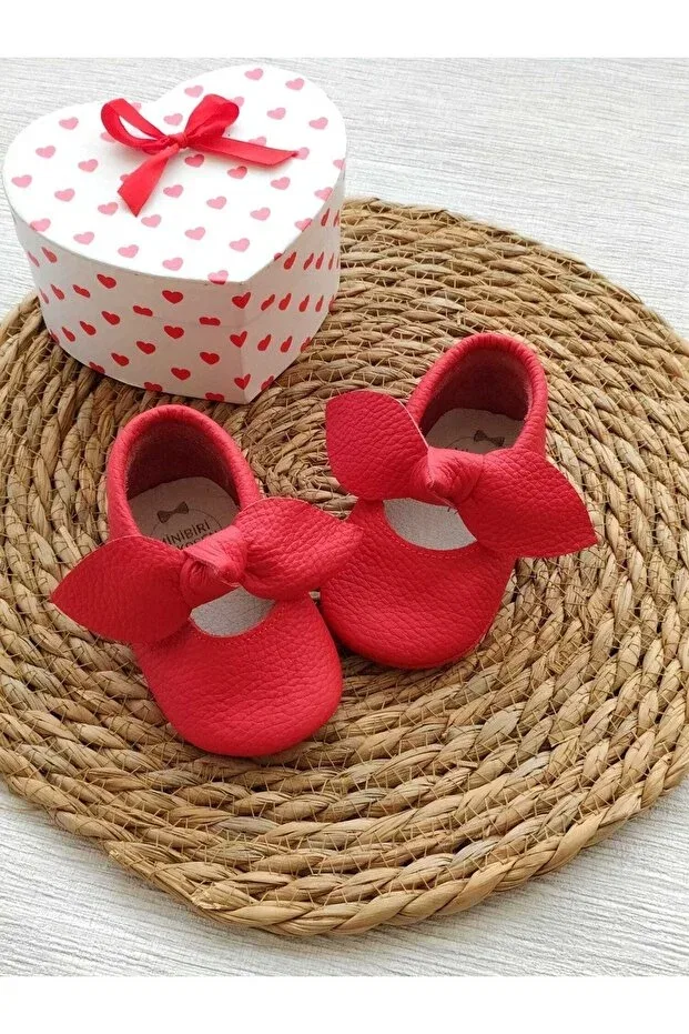 Детские мокасины для девочек с принтом Angel Minibiri, Red
