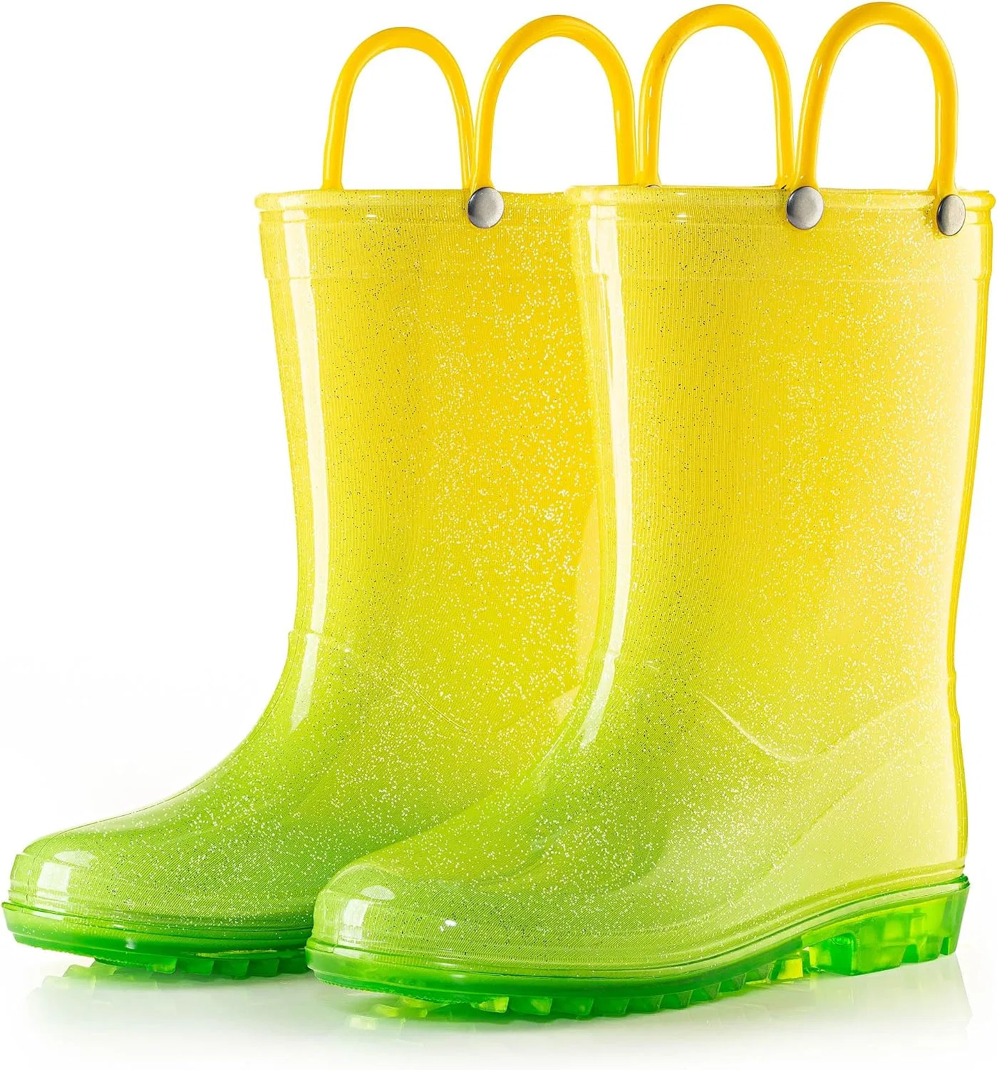 Детские резиновые сапоги с блестками Puddle Play, Yellow Green — фото 4