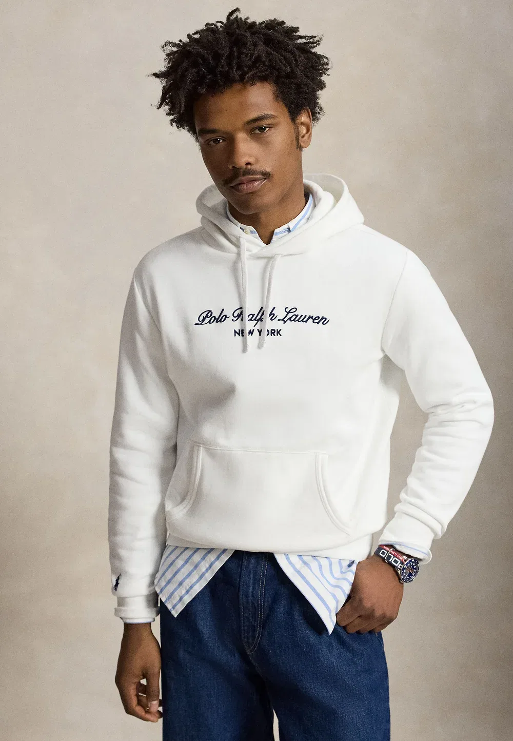 Толстовка с логотипом из флиса - худи Polo Ralph Lauren, White