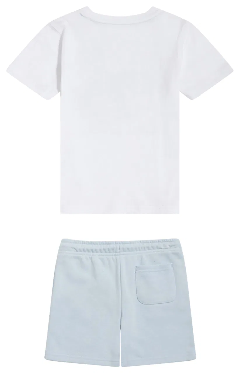 Детский комплект для мальчиков из хлопка футболка и шорты New Balance T-Shirt Short Set, белый/синий — фото 2