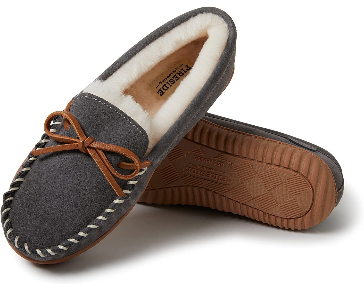 

Слипперы Alice Springs Genuine Shearling Moccasin FIRESIDE by Dearfoams, серый