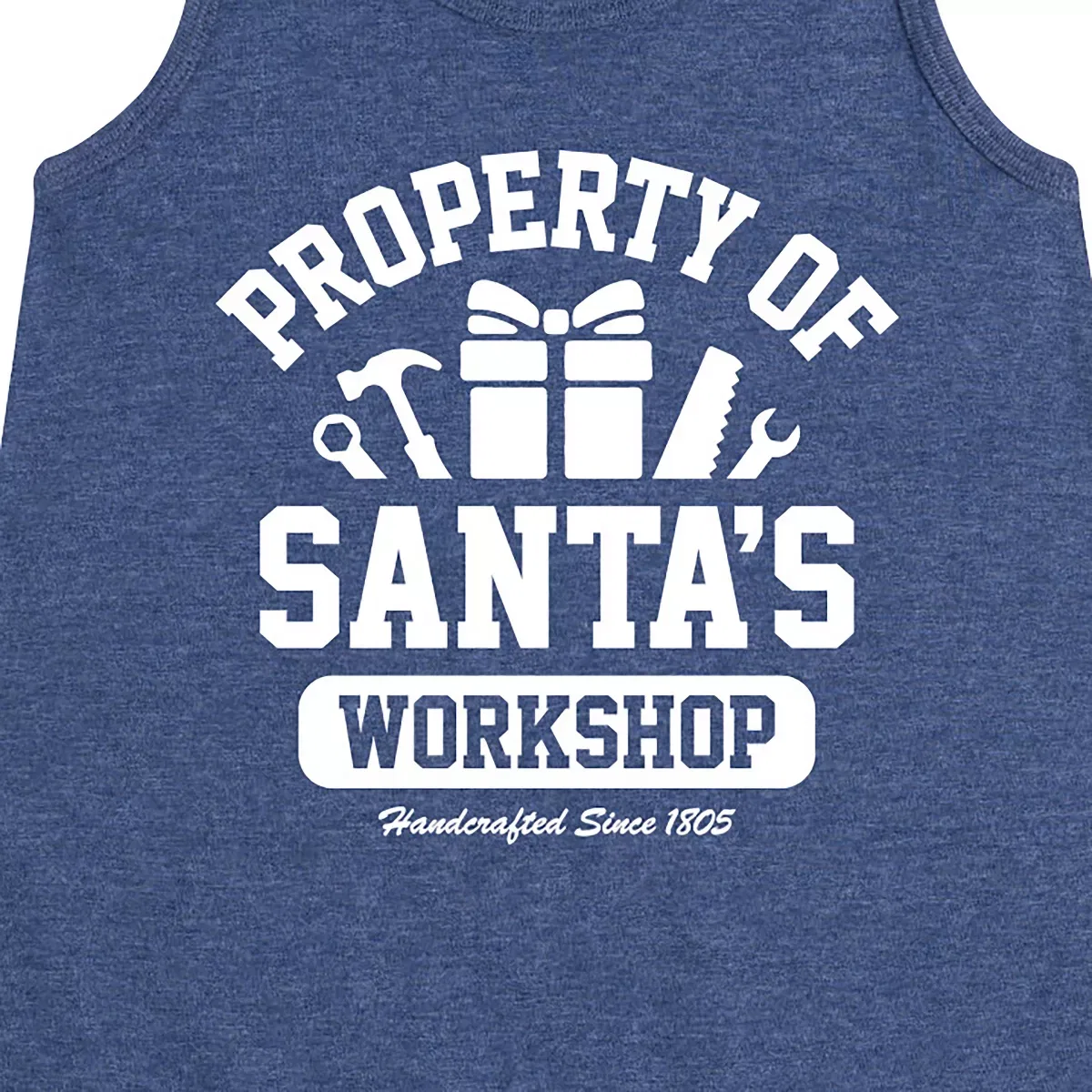 Детское платье-трапеция без рукавов с принтом Property Of Santas Workshop Christmas Instant Message, Heather Navy — фото 2