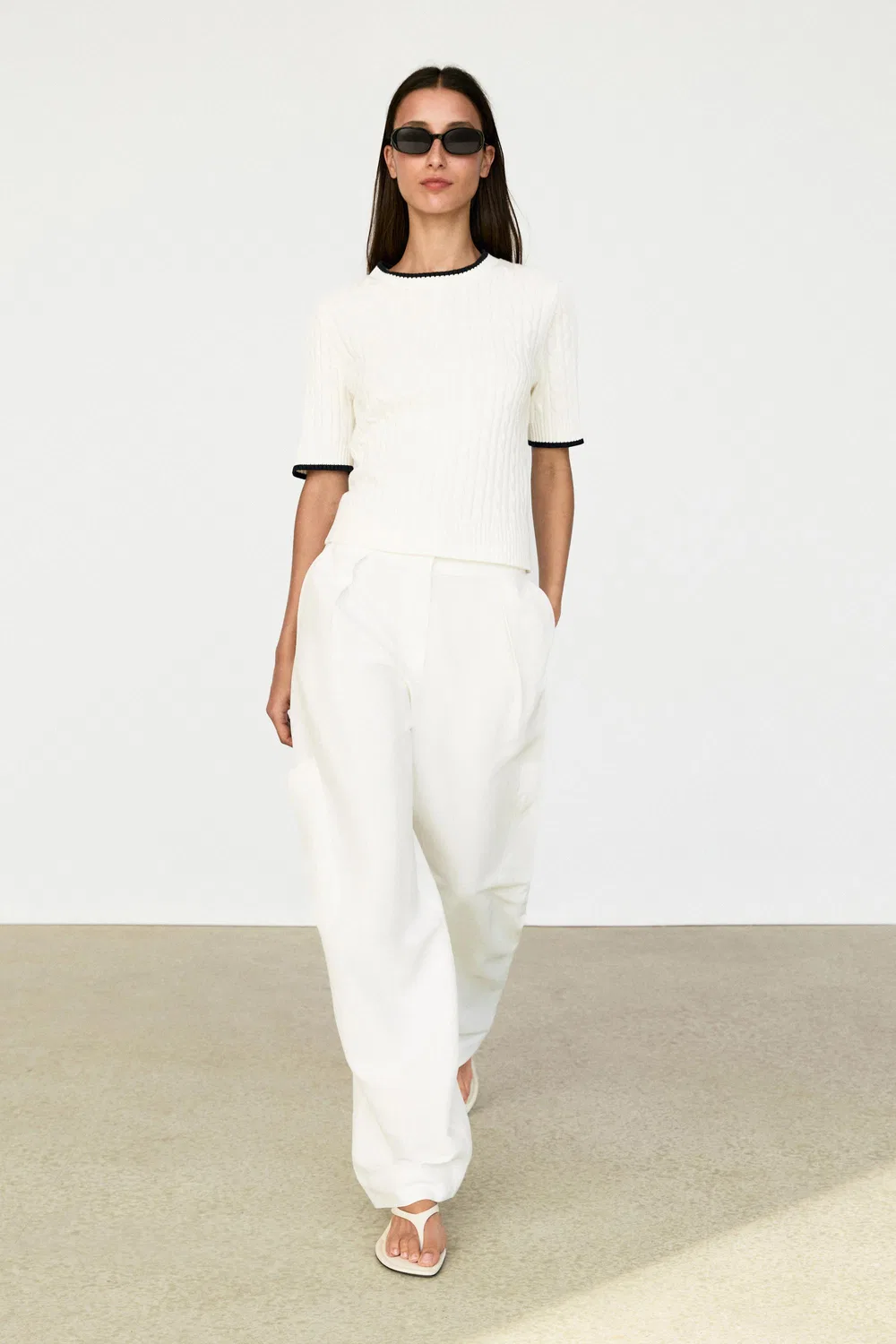 Свитер Massimo Dutti, с косами, белый