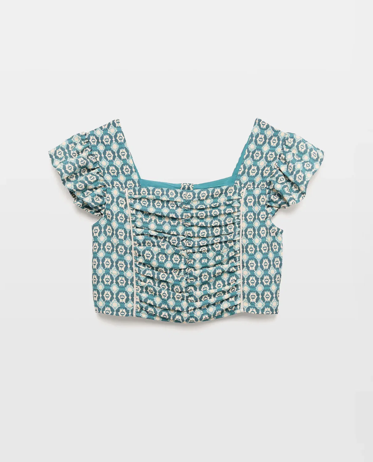 Детская блуза для девочек с принтом Blusa Manga Corta Frunces All Over Print Baldosa, Coconut El Corte Inglés, Azul — фото 4