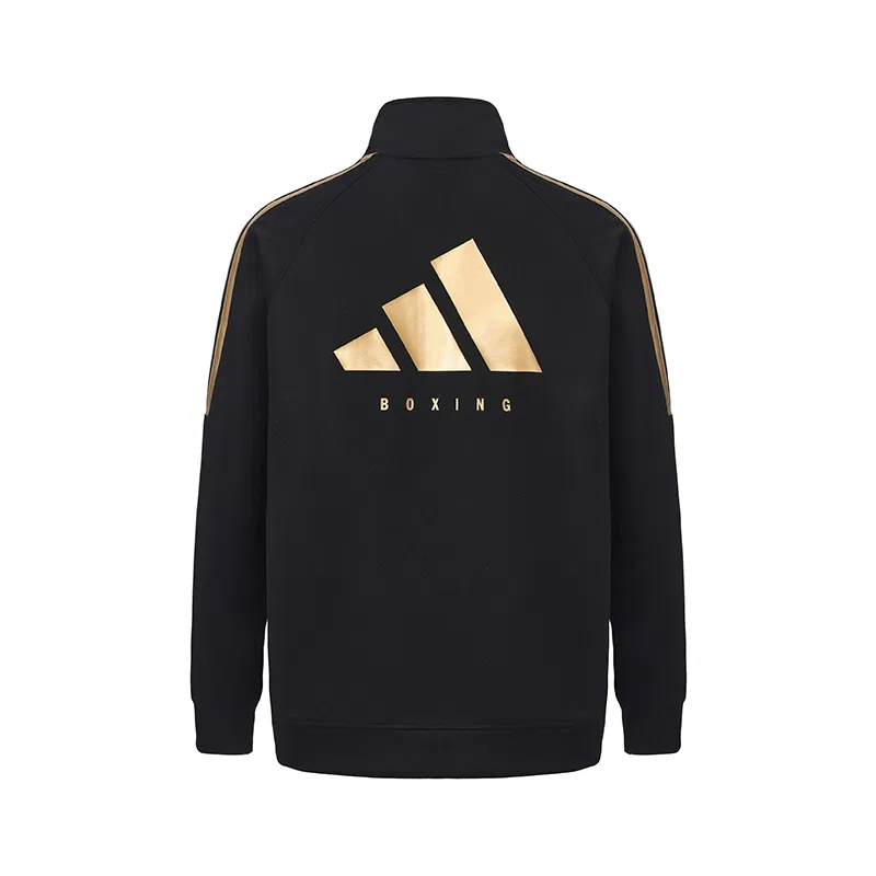 Куртка с воротником-стойкой Adidas, Black with Gold Stripes