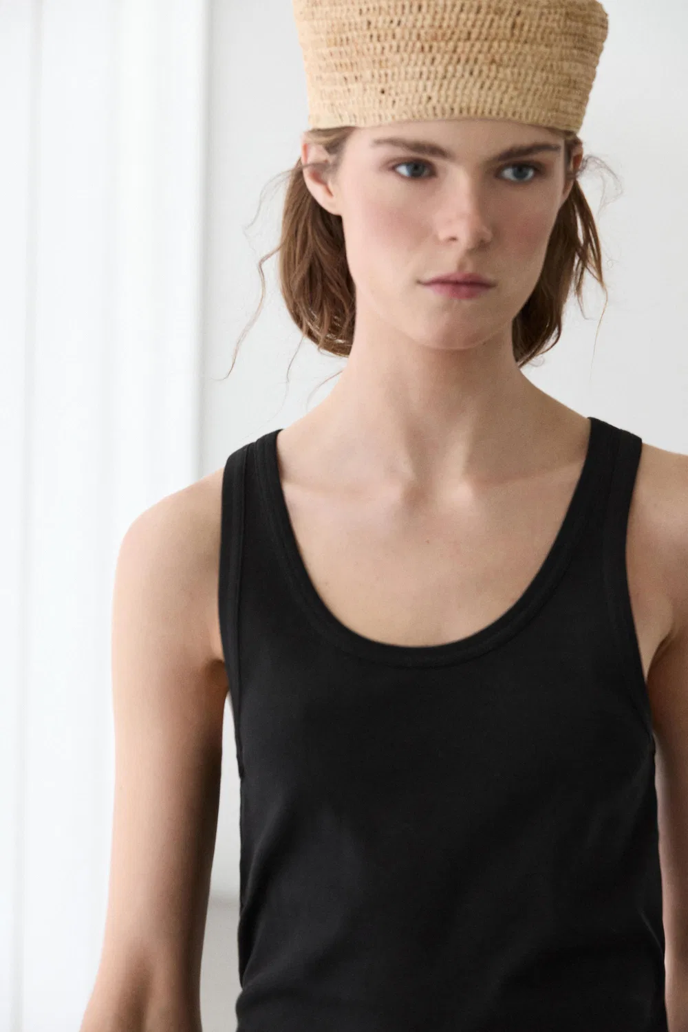 Футболка без рукавов, 100% хлопок Massimo Dutti, черный — фото 3