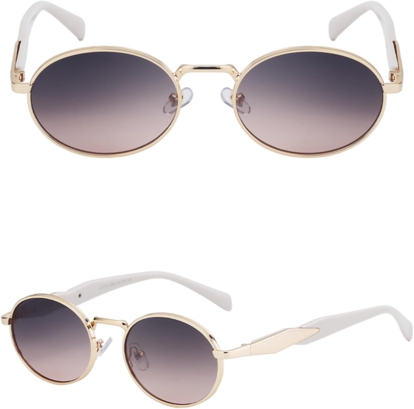 

Овальные солнцезащитные очки в металлической оправе для женщин и мужчин, модные, маленькие, круглые, в стиле панк, винтажные, с защитой от УФ-излучения UV400 TVTBBVV, C1silverdoublegray