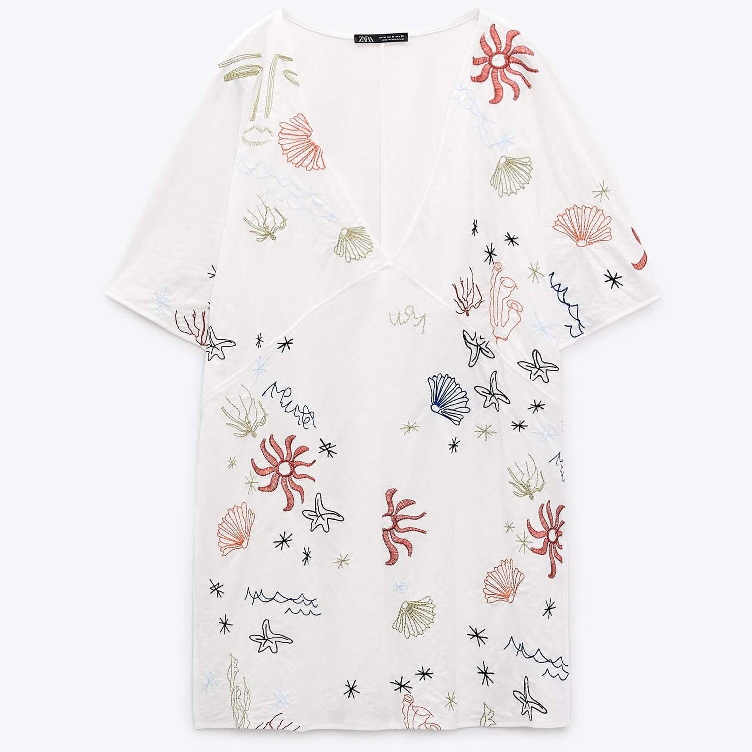 

Блузка Zara Contrast Embroidery, белый